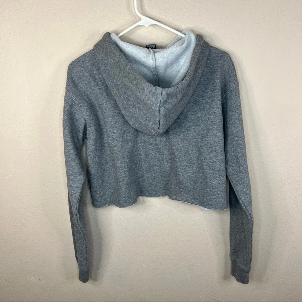 XS Wild Fable Grey Cropped Hoodie Soft Stretch Casual Athletic Roomy Fit - Picture 3 of 6
